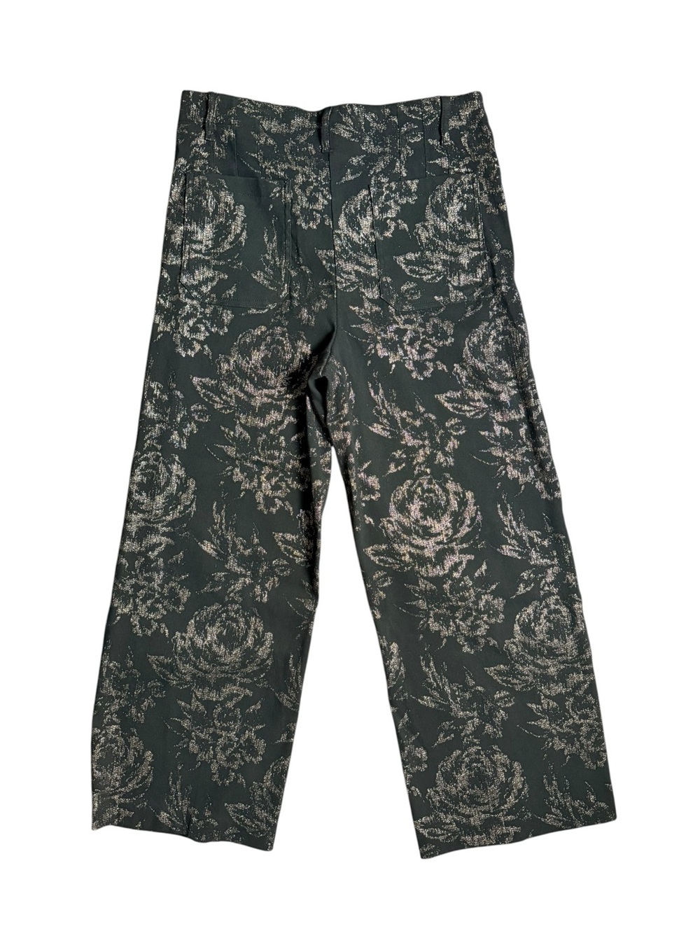 Jules & Leopold Metallic Floral Wide Leg Pants Black Gold Roses L - Picture 3 of 13
